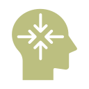 Icon von kopf mit zentrierten Pfeilen, die Autismus symbolisieren sollen